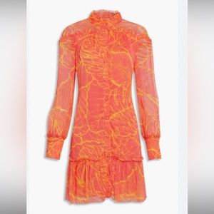 ruffle printed voile mini dress marchesa notte